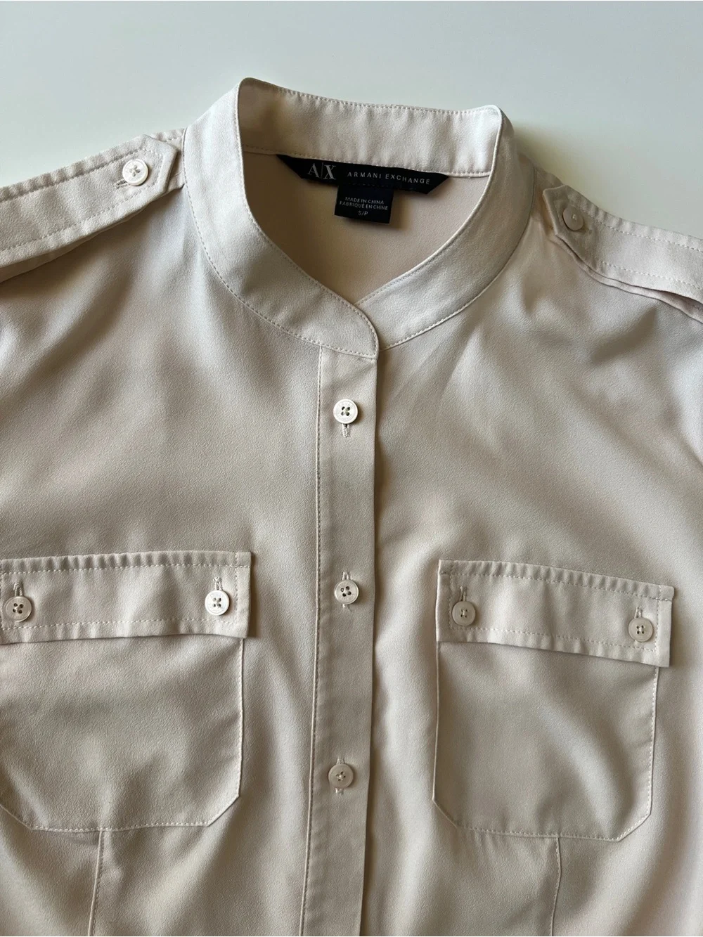 AX Armani Exchange Blush Beige Military Utility Blouse S